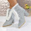 Women's Silver Chunky Heel Ankle Boot Round Toe PU Metallic 2
