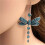 Dragonfly Cubic Zirconia Drop Earrings 925 Silver Blue 1