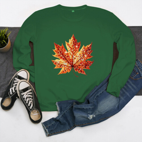 Women's Crewneck Sweatshirt Fall Leaf Graphic Long Sleeve 2