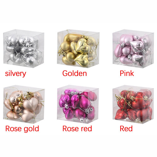 Heart Decorations Silver Matte Glossy 12PCS 4.5cm 2