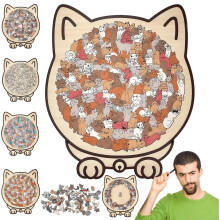 Leutsin Morandi Cat Wooden Jigsaw Puzzle 135-Pc with Frame