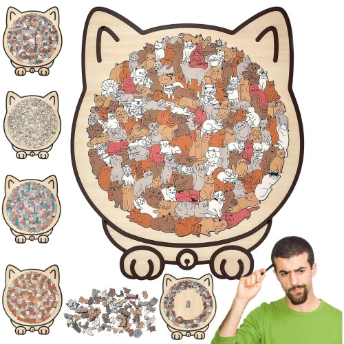 Leutsin Morandi Cat Wooden Jigsaw Puzzle 135-Pc with Frame