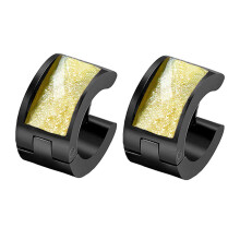 Women's Stainless Steel Hoop Earrings with Resin and Cubic