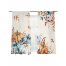 Pumpkin Sheer Curtains Linen Voile 52x72 in