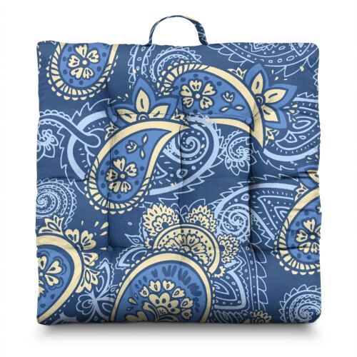 Meditation Cushion Paisley Pattern Boho Square 22 x 22
