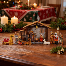 Christmas Nativity Set Resin Holy Family 12 Pieces
