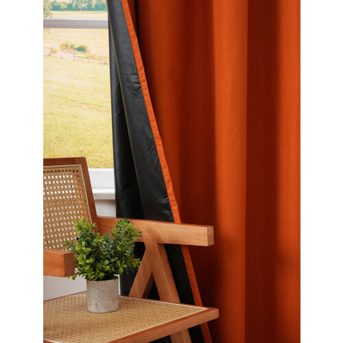 Orange Light Blocking Curtains Polyester 132x260cm 2