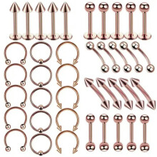 Nose Hoops Rings Labret Studs Rose Gold 40 pcs