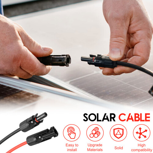 Solar Panel Extension Cable 12AWG 10FT 2PCS 2