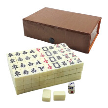 Mini Portable Mahjong Set Snake Box 144 Tiles with Dice