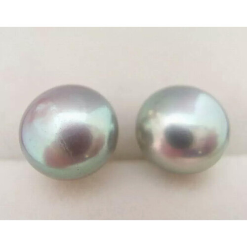 AAA 9mm Grey Pearl Earrings 925 Sterling Silver Stud