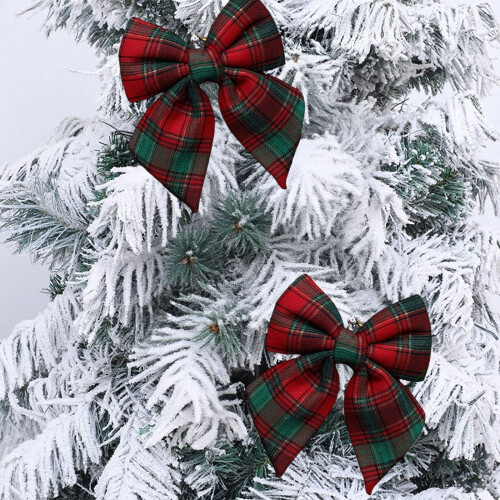 Christmas Plaid Bows Decoration Set, 12 pcs 1