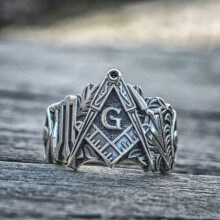 Retro Runes Masonic Ring Vintage Alloy Men's Size 7