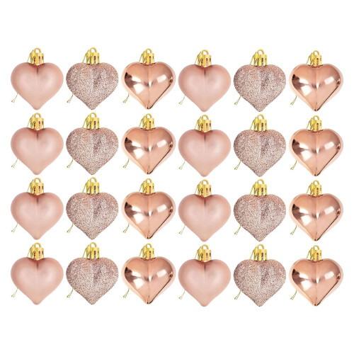 Christmas Heart Ornaments Gold 24 Pieces 1