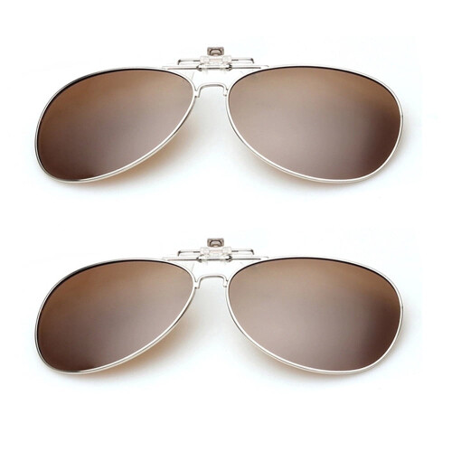 TOP-MAX Polarized Clip-On Sunglasses UV400 Brown 2pcs