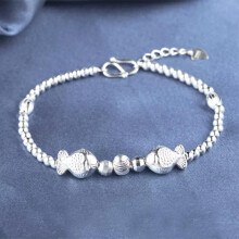990 Silver Kiss Fish Beaded Bracelet for Women 6.3-7 Inch
