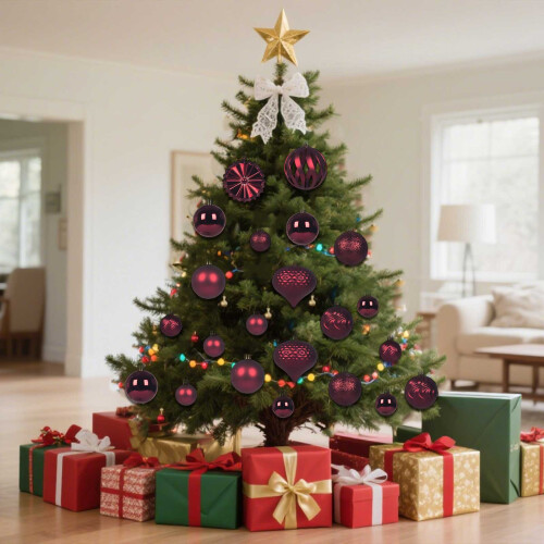 Christmas Tree Ornaments Set Star Topper 48PCS