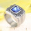 Stainless Steel Gothic Punk Ring with Blue Zirconia Silver 2