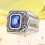 Stainless Steel Gothic Punk Ring with Blue Zirconia Silver 3