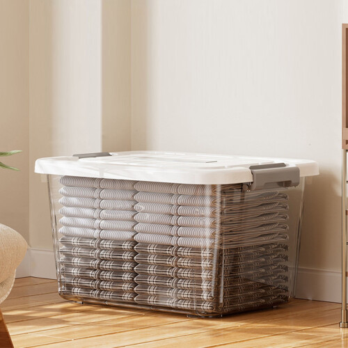 Clear Plastic Storage Bin with Lid Medium Stackable 2