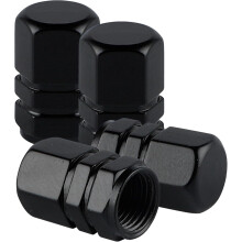 Tire Valve Caps with Rubber Gasket 4-Pack Black