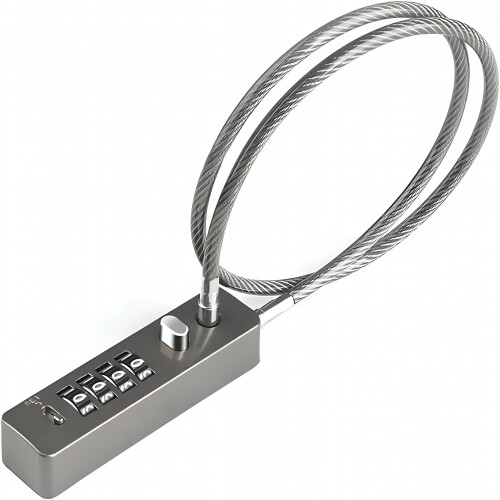 Resettable Cable Lock 4-Digit Black Steel Rope 23.6 Inch
