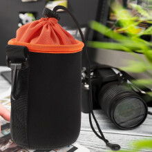Fabric Camera Lens Pouch Orange 4 pcs 24.5 x 10 x 10 cm