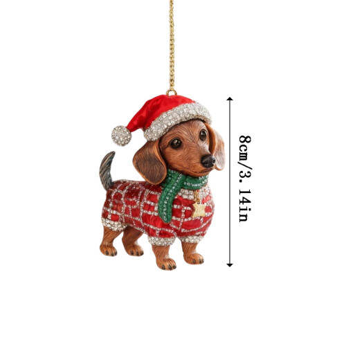 Dachshund Christmas Ornament 3.14 inch Red 1
