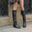 Women's Winter Knee-High Boots Black Brown Flat Heel 2