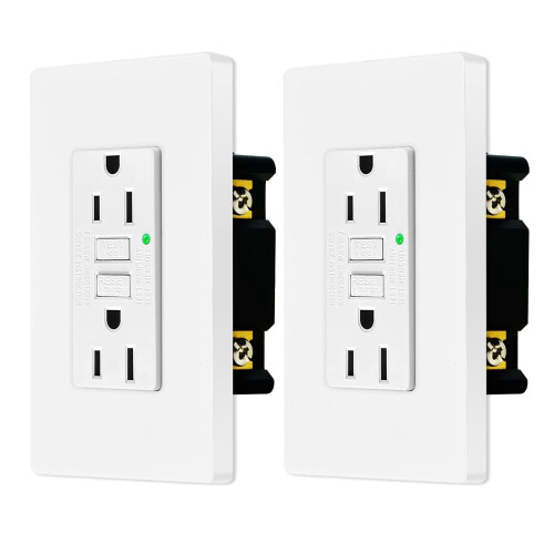 Nineleaf GFCI Outlet 15A White 2-Pack with LED Indicator