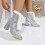 Women's Silver Chunky Heel Ankle Boot Round Toe PU Metallic 7