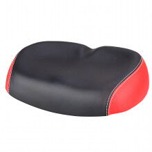 Bike Saddle Noseless Wide Soft PU Pad Seat Black Red