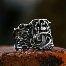 Gothic Ship Cable Chain Anchor Ring Stainless Steel Men's