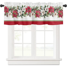 Christmas Curtain Valance Red Farmhouse 54x18 Inch