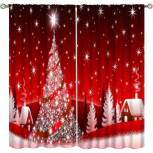 Red Christmas Curtains Winter Holiday Snowflake Design 42 x