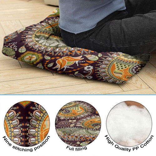 Boho Meditation Cushion Paisley Square 22 x 22 2