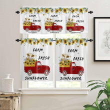 Farm Fresh Window Curtain Set Semi-Sheer Retro Red Milk Cow