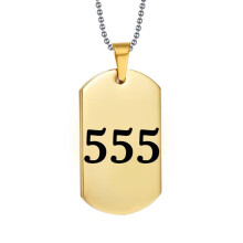 Angel Number 555 Necklace Stainless Steel Dog Tag Gold