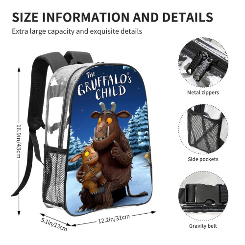 Gruffalo Pattern Transparent Backpack Lightweight 1