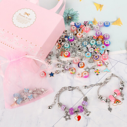 Charms Bracelet Making Kit with Snake Chains 91 Pcs 1