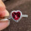 Heart Cut Cubic Zirconia Ring Silver Plated Size 5-12 Red 3