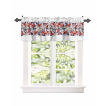 Watercolor Floral Window Valance Red Blue White 42x18in Rod