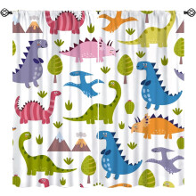 Dino Curtains Cartoon Dinosaur Pattern Rod Pocket Thermal