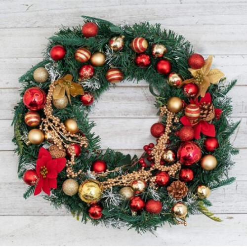 Christmas Tree Balls Red Gold Plastic 1.57 Inch 1