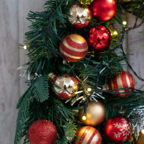 Christmas Tree Balls Red Gold Plastic 1.57 Inch 2