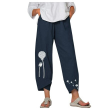 Women's Wide Leg Linen Harem Pants Gray XXL