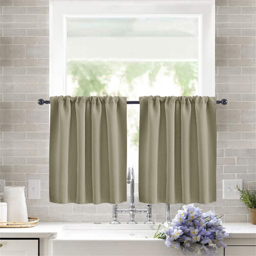 Solid Color Curtains for Living Room Bedroom Kitchen Khaki 1