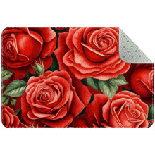Red Rose Flowers Area Rug 2x3 ft Non-slip Washable Indoor