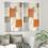 Boho Kitchen Curtains Orange Beige Grey 27.5x39 in 4
