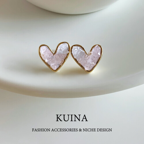 Pink Crystal Love Earrings Sterling Silver Small 1